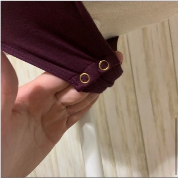 NWT S& M Sam Edelman Plum / Prune Boatneck long sleeve thong bodysuit. - Picture 7 of 8